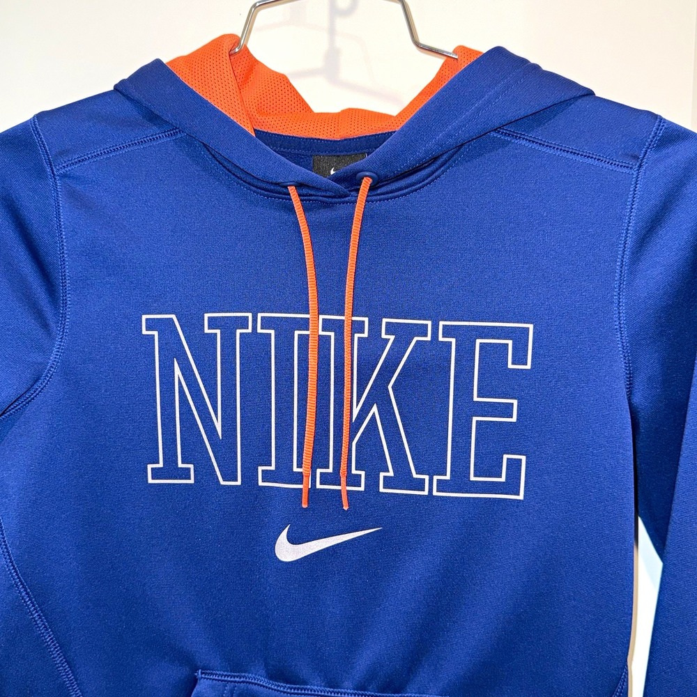 Nike Therma-FIT Womens Small Blue Orange Just Do It Pullover Hoodie S